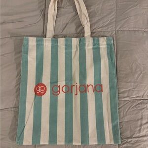 Gorjana Teal and Cream Striped Tote